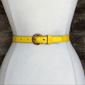 Vintage Belt S Patent Leather Gold Yellow